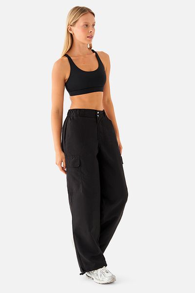 Superstacy Emma Voyager Wide-Leg Black Parachute Trousers