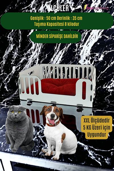 StarLightning سرير قطط خشبي كبير عالي الجودة بيت قطط أبيض 50x35 سم موديل 5