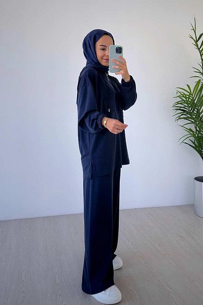 Ka Hijab Navy Blue Set of 2 - Stone Front Oys Fabric Hijab