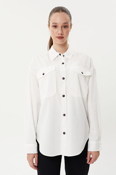 Twister Jeans BG 824 Cămașă de damă supradimensionată din velur subțire cu buzunar dublu