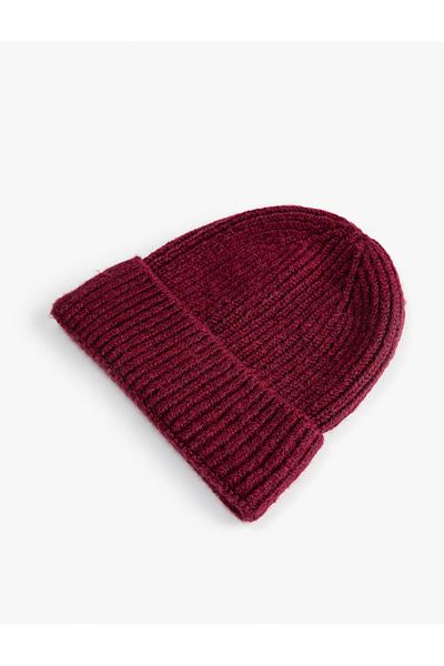 Koton Elastic Knitted Beret with Folded Edges