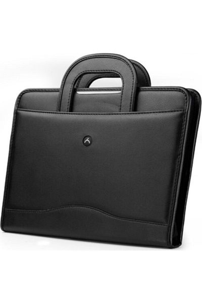 ÖNDER VİP Black Leader Hidden Handle Double Zipper Briefcase