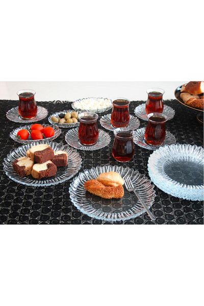 Paşabahçe Aurora Breakfast Set - 24 Piece Coffee Shop Presentation Tea Set Set