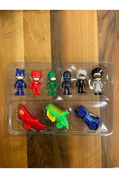 Magicway Pijamaskeliler Pjmasks Figür Oyuncak Seti Arabalı 6lı Karakter Seti 9 Parça