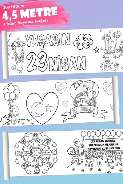 Viva Home ورق تلوين على شكل لفافة بتصميم 23 أبريل، بطول 4.5 متر، خيار نشاط مم...