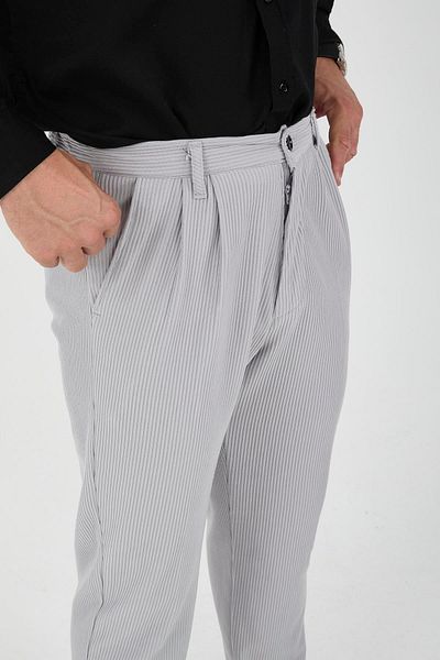Valiberta Men's Gray Trousers - Ribbed Baggy Fit