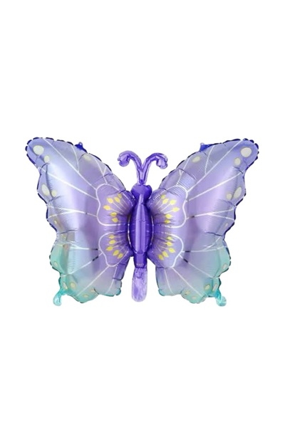 kidspartim بالون فويل على شكل فراشة أرجوانية مرقطة 79x53 سم