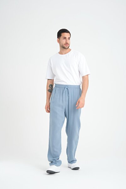 Valiberta Ελαφρύ και άνετο ανδρικό παντελόνι μουσελίνας - Cool Blue