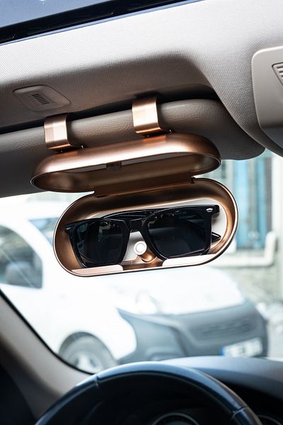 Focus On Glasses Box Attached to Car Sun Visor |   Universal In-Car Glasses Carrier |   Magnetic Cover