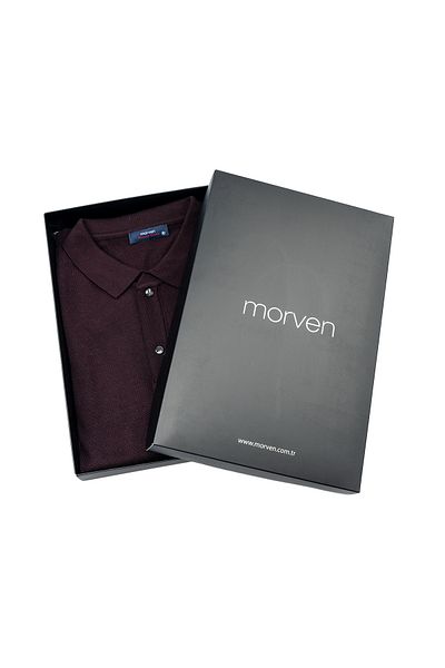 Morven Πλεκτό πουλόβερ Purple Basic Dynamic Fit Relaxed Cut Polo λαιμόκοψη ΔΩΡΟ ΚΟΥΤΙ