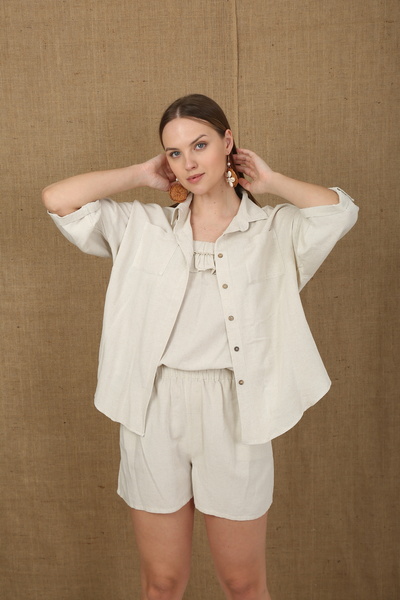 ağva collection KYBELE ham keten Kadın Gömlek