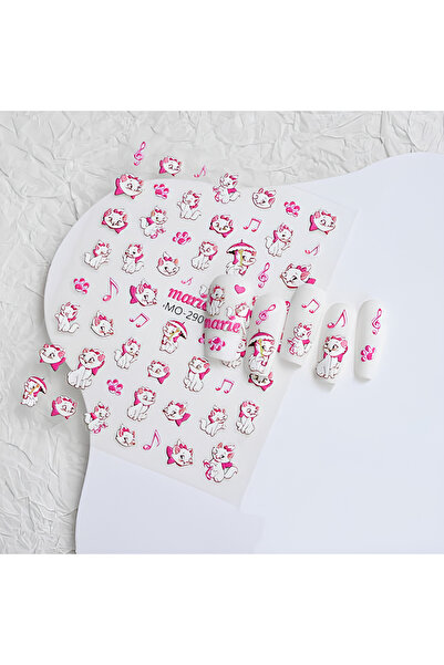 Venalisa 3D Kabartmalı Kedi Figür Tırnak Sticker Nail Art Süsleme Etiket MO-290