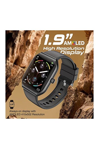 Promate Smart Watch, Sporty BT 3.0 + BLE 5.2 Fitness Tracker, 1.96” Always-On AMOLED Display, Black
