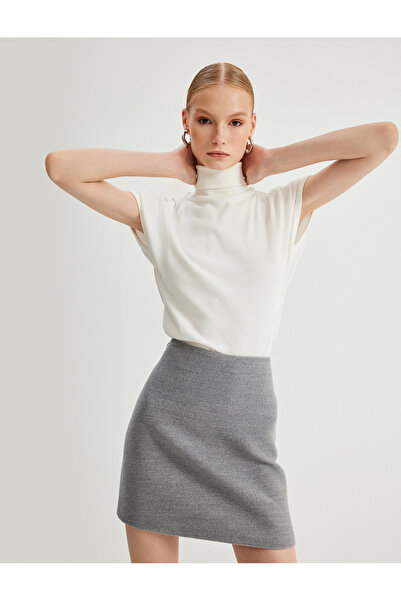 Koton A-Line Mini Skirt Soft Textured Flannel Fabric