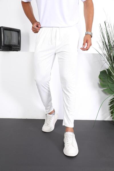 Valiberta Premium Stripe Linen Trousers - White