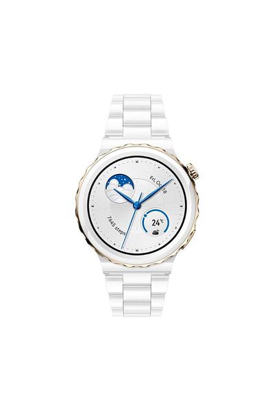 Huawei GT3 Pro Frigga Gold Bezel With White Ceramic Strap