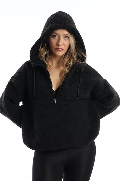 Polo State Women's Hooded Plush Sweat Black