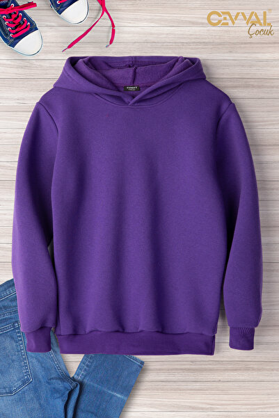 Cevval Back Printed Hooded Oversize Children's Sweat Shirt