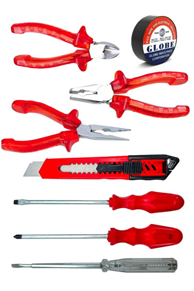 FREED TOOLS 3 Lü Pense Set 3 Lü Tornavida Takımı Elektrik Bandı Falçata+takım Çanta Set