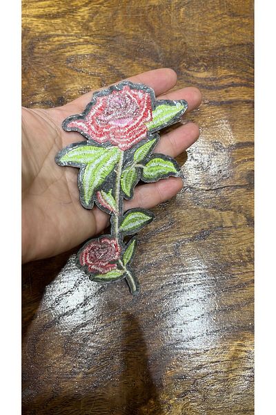 Gönülden Tasarım APLICAȚIE DE CUSUT CU ARMĂ DE FLORI COLORATE CARE SE ADES PE FIER DE FIER 14X8 CM