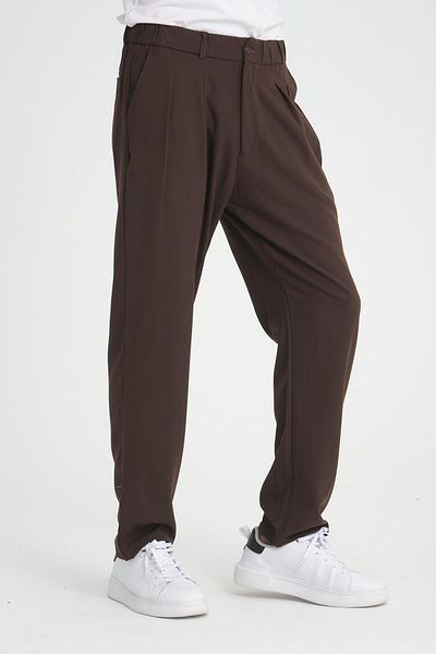 Valiberta Baggy Cut Premium Pleated Trousers - Brown