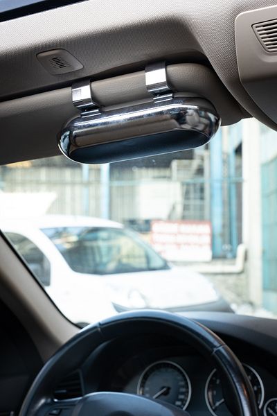 Focus On Glasses Box Attached to Car Sun Visor |   Universal In-Car Glasses Carrier |   Magnetic Cover