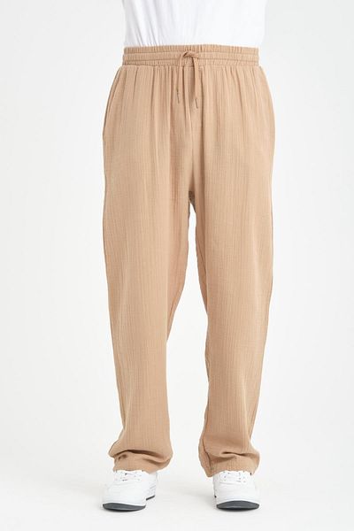 Valiberta Light and Comfortable Men's Muslin Baggy Trousers - Tiramisu