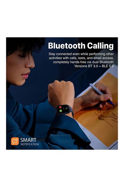 Promate Smart Watch, Sporty BT 3.0 + BLE 5.2 Fitness Tracker, 1.96” Always-On AMOLED Display, Blue