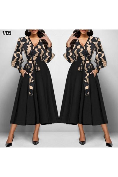 Kokosh moda Women's Belt Detailed Crepe Fabric Midi Dress