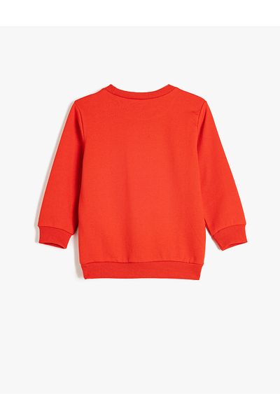 Koton Ataturk Printed Long Sleeve Raised Sweatshirt - Crew Neck