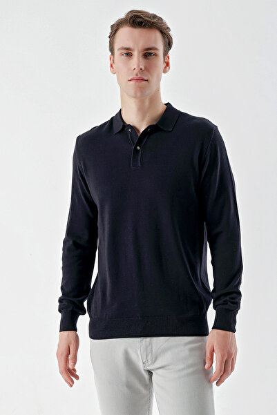 Morven Πλεκτό πουλόβερ Marine Basic Dynamic Fit Relaxed Cut Polo λαιμόκοψη με ΚΟΥΤΙ ΔΩρου