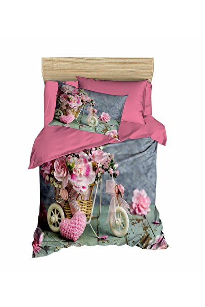Fabeteks Bicycle and Flowers Single Teen Duvet Cover Set