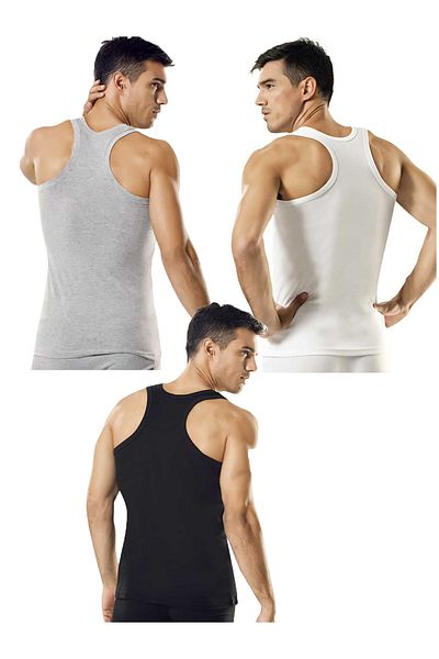 Namaldı 3 Pieces Crossed Back Cotton Ribbed Men's Athlete