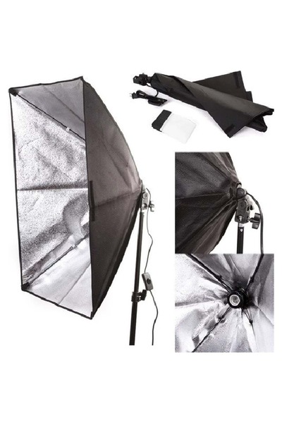 DP 50x70 cm Softbox 2'li Sürekli Işık Seti Youtber Kit Taşıma Çantalı