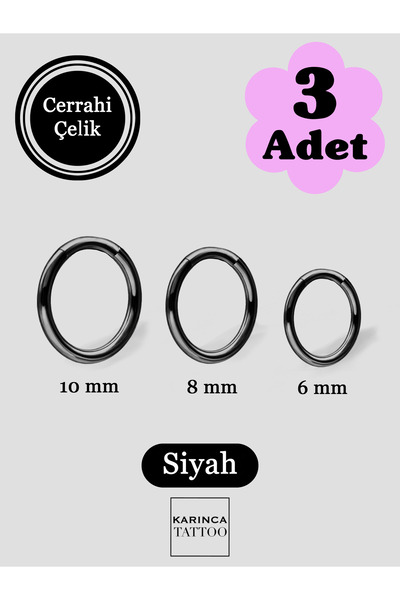 Karınca Piercing 3'lü Halka Piercing Seti Tragus Forward Helix Septum Dudak B...