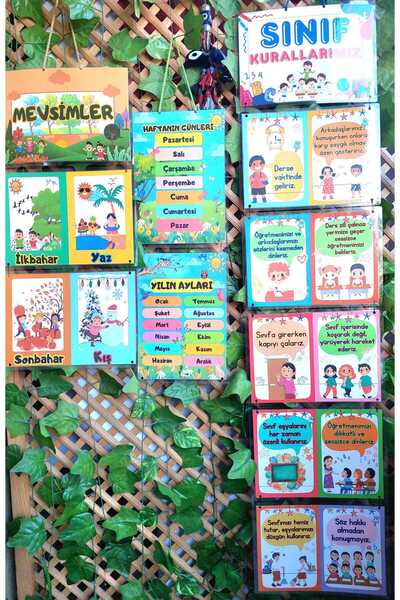 Kozalak Tasarım Sınıf Kuralları Mevsimler Günler Aylar Afişi tam set Okul ve ...