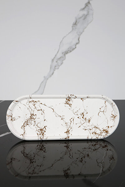 betonmall Dekoratif Oval Sunum Tepsisi Tabağı Sunumluk 9x23 Cm