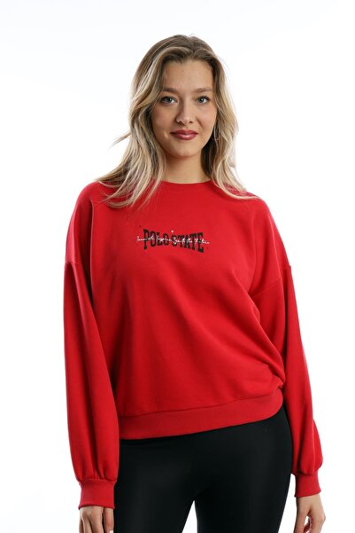 Polo State Polo pentru femei, față și spate, cu imprimeu State, cu 3 fire, roșu