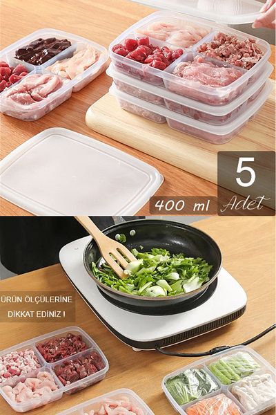 Livonelli 5 Pieces 400 ml Freezer and Microwave Storage Set - Deep Freezer