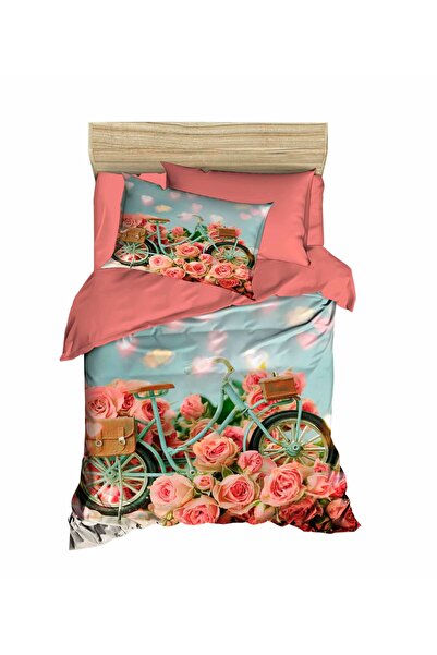 Fabeteks Bicycle and Roses Single Young Duvet Cover Set