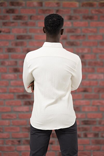 ModTime Смугаста сорочка з повним лікрам з бавовни, облягаючого крою