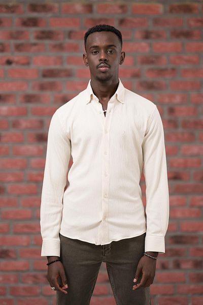 ModTime Πλεκτό μοτίβο Full Lycra Cotton Slimfit πουκάμισο