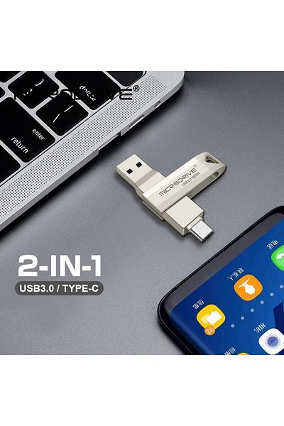 Laula 128 Gb Type C and USB Flash Memory Dual Input 3.0 2in1 (Microdrive)