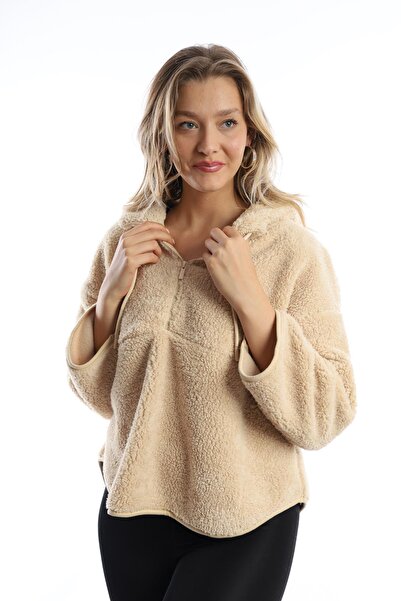 Polo State Women's Hooded Plush Sweat Ecru