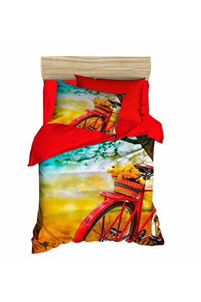 Fabeteks Bicycle Basket and Flowers Single Junior Bedding Set