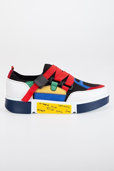 Dilimler Ayakkabı Λευκά σουέτ και πολύχρωμα γυναικεία αθλητικά παπούτσια με χοντρή σόλα