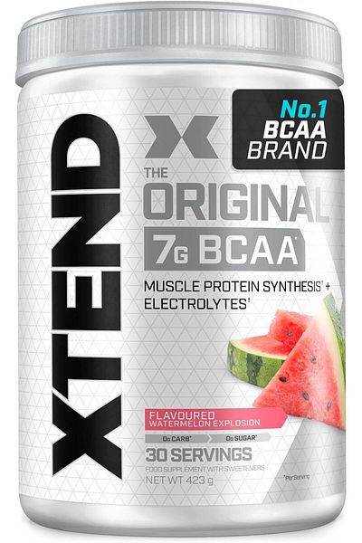 Scivation XTEND Original BCAA Powder Watermelon Explosion 30 Servings | 7g BCAAs Per Serving | Sugar Free Bran