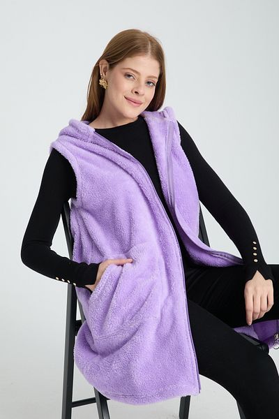 Vuslat Women's Lilac Zippered Fleece Vest