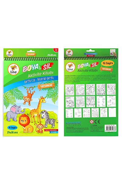 Lino Boya Erase Activity Coloring Book A4 Animals 16 Pages