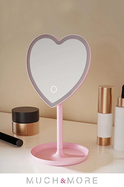 Modex Kalp Dokunmatik Led Işıklı Masa Üstü Makyaj Aynası Ledli
